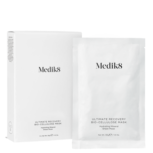 Medik8 Ultimate Recovery Bio-Cellulose Mask packaging on a white background