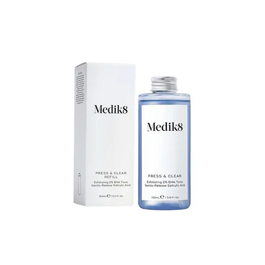 Medik8MEDIK8 PRESS & CLEAR REFILL bottle and packaging on a white background