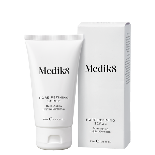 Medik8 Pore Refining Scrub with packaging on a white background
