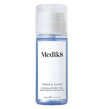 Medik8 Press & Clear skincare bottle on a white background