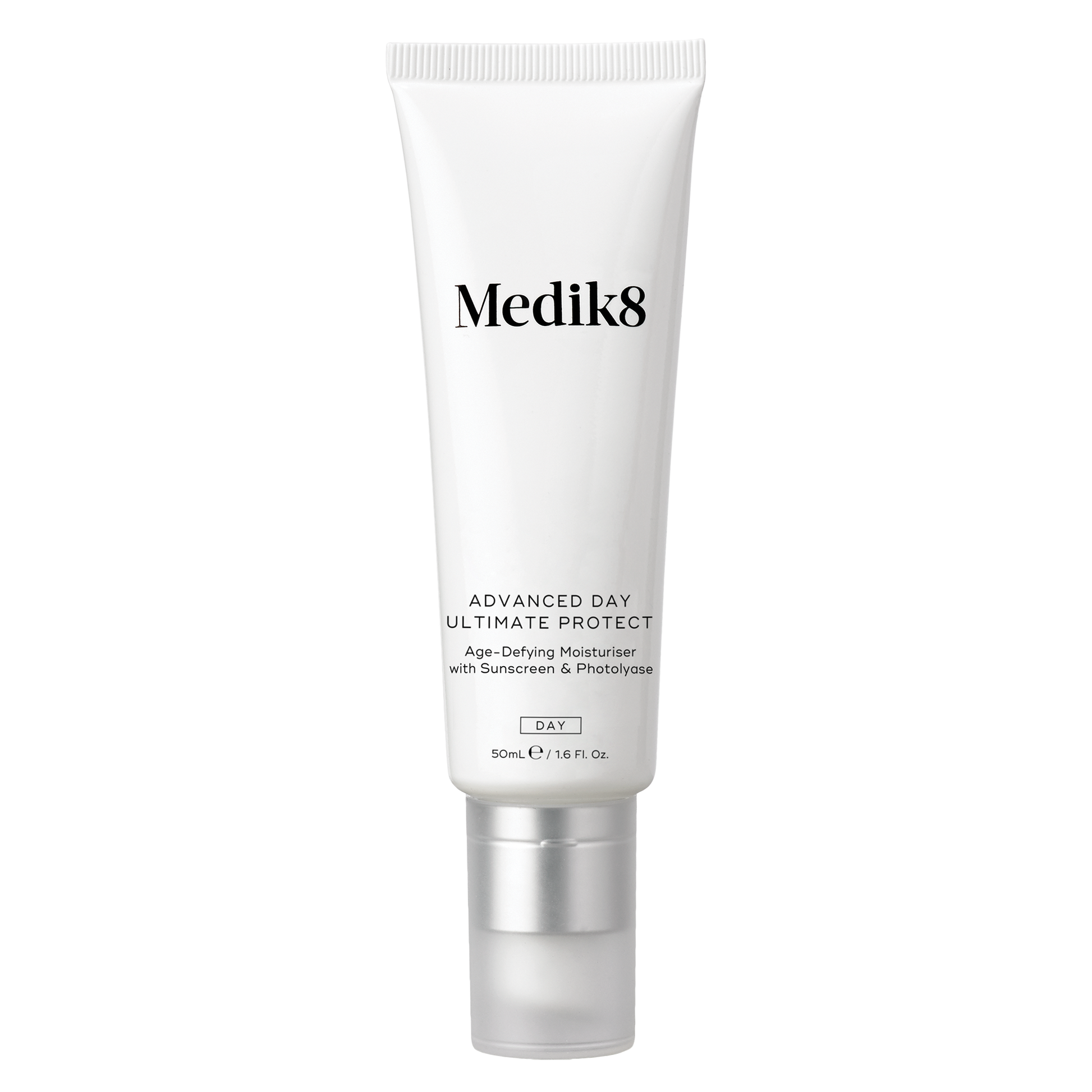 Medik8 ADVANCED DAY ULTIMATE PROTECT SPF 50 skincare tube on a white background