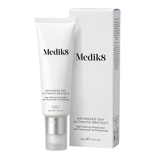 Medik8 Advanced Day Ultimate Protect moisturizer tube and packaging on a white background