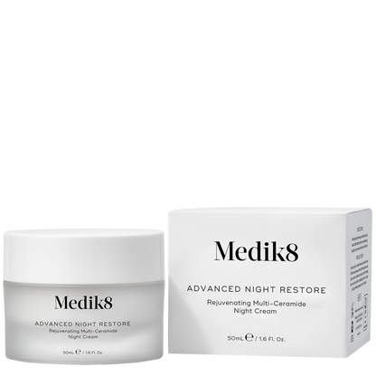 Medik8 Advanced Night Restore night cream jar and packaging on a white background