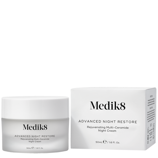 Medik8 Advanced Night Restore night cream jar and packaging on a white background