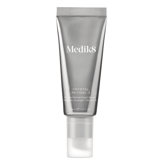 Medik8 Crystal Retinal 3 skincare serum tube on a white background
