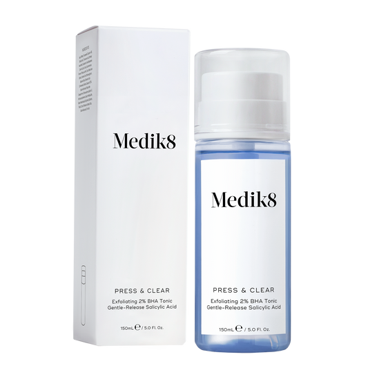 Medik8 bottle and packaging on a white background