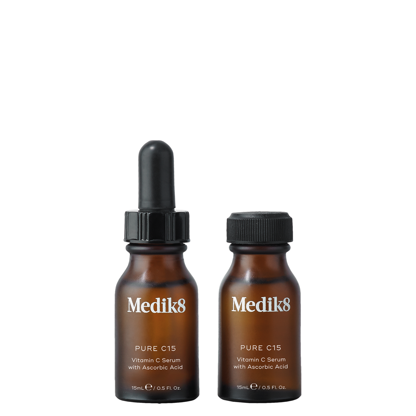 Two Medik8 Pure C15 Vitamin C serums on a white background