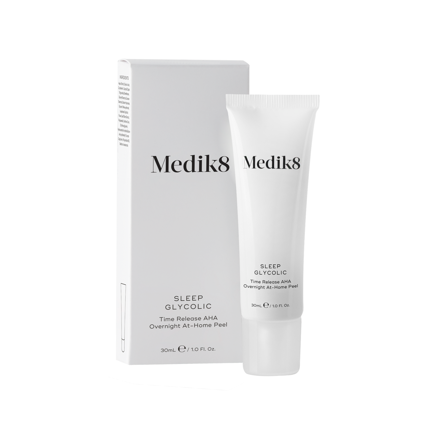 Medik8 SLEEP GLYCOLIC skincare product with packaging on a white background