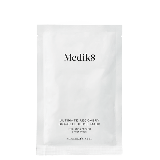Medik8 Ultimate Recovery Bio-Cellulose Mask packaging on a white background