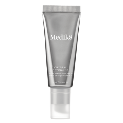 Medik8 Crystal Retinal 10 skincare serum tube on a white background