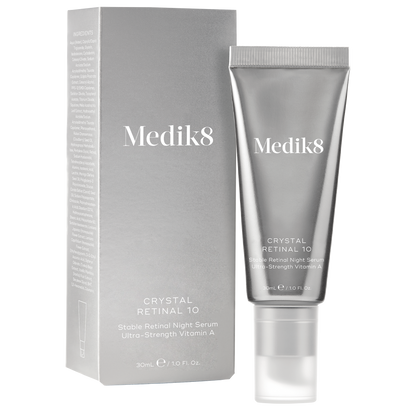 Medik8 Crystal Retinal 10 serum and packaging on a white background