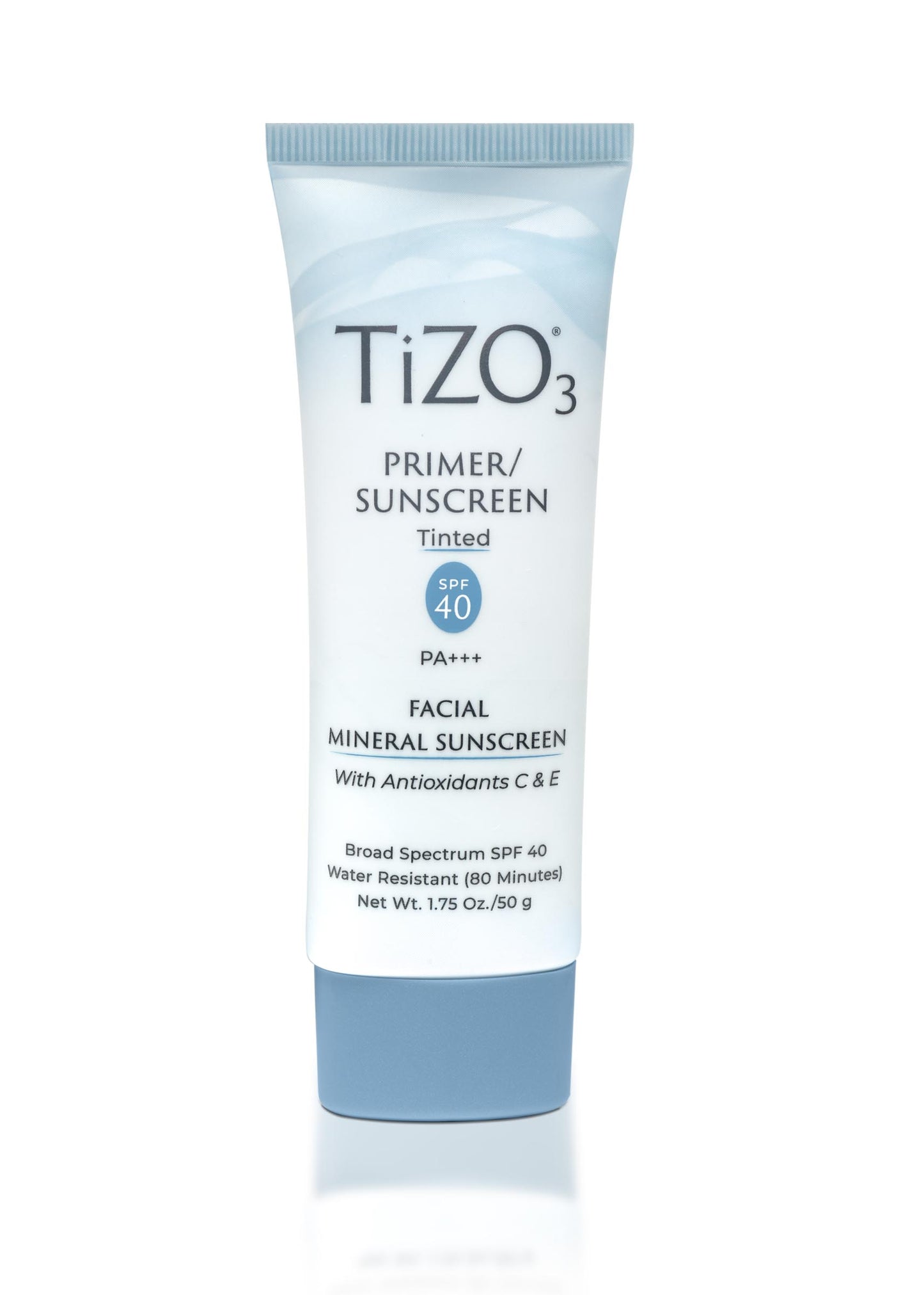 Tizo3 primer sunscreen tube on a white background