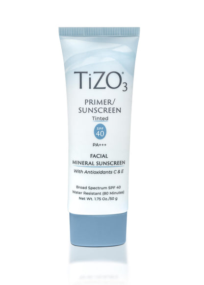 Tizo3 primer sunscreen tube on a white background